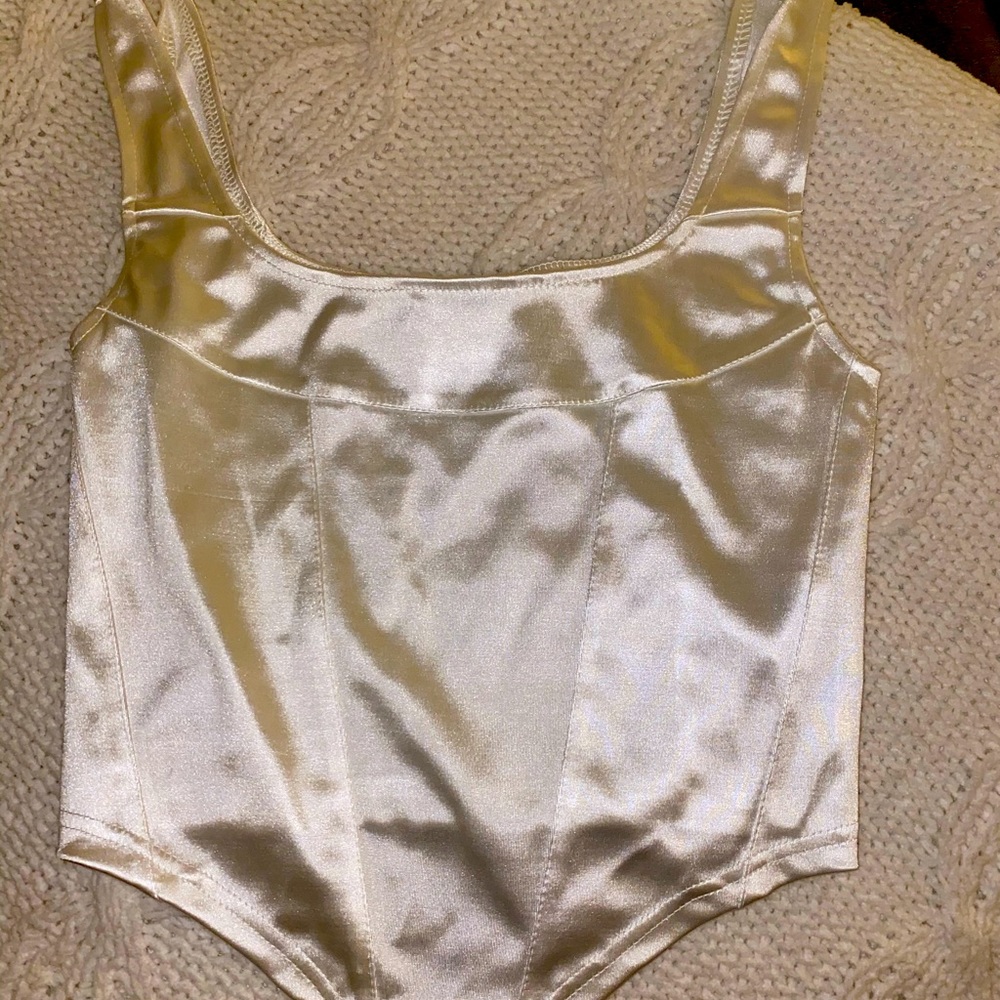 WHITE WOMENS SILK CORSET TOP